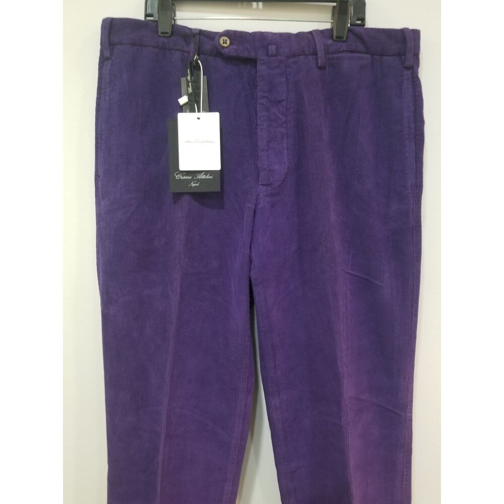 Cesare Attolini Purple Corduroy Pants Size 34 New With Tags.